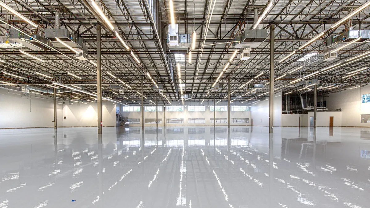 Light reflecting off a glossy epoxy floor